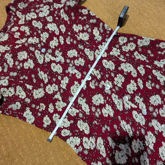 Burgundy 90s Midi Floral Day Dress - Picture 6 of 7